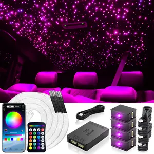 16W Split Starlight Headliner Kit - 1200pcs 0.02in 4.9ft Fiber Optic RGBW Star Lights for Car with 4 Light Heads Engine Easy to Hide,Flexible Wiring, APP/Remote Control for Car Roof Ceiling