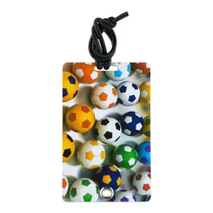 212 MAIN PVC Luggage Tag (Model 2063) - Stylish Soccer Ball Design, Rivet Fastener, Secure ID Slot, Hidden Info Slot for Backpacks, Pet Carriers