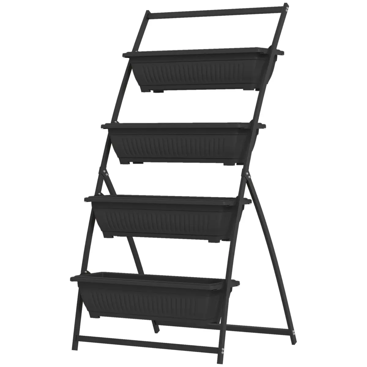 Outsunny 4-Tier Vertical Raised Garden Planter, 30" l x 31" w x 63.75" h 9 lbs Compact Indoor/Outdoor Garden Work Stand with 4 Boxes for Growing Vegetables & Flowers, Black