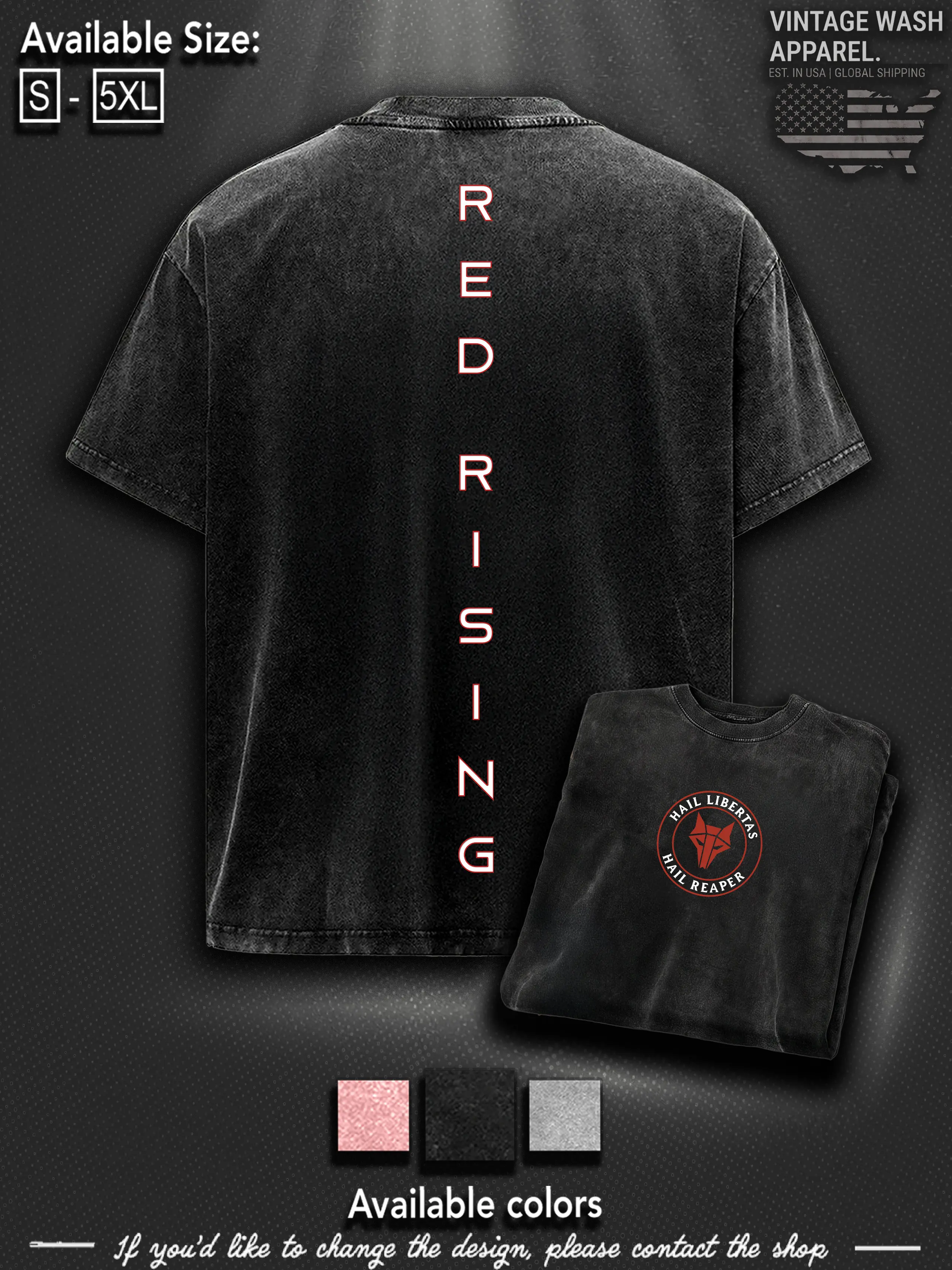 Hail Libertas! Hail Reaper! Vintage Red rising Oversized T-Shirt Themed, Red Rising Book Graphic Tee Washed Heavy Cotton Tshirt, red rising merch, Unisex Booktok Gift