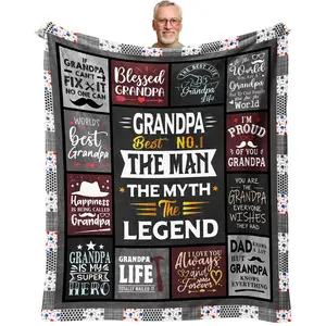[Father's Day Gift] Grandpa Blanket - Bset Birthday Grandpas Gifts from Granddaughter, Grandson - Grandfather Birthday Gift from Grandchildren - Grandpas Fathers Day Blanket