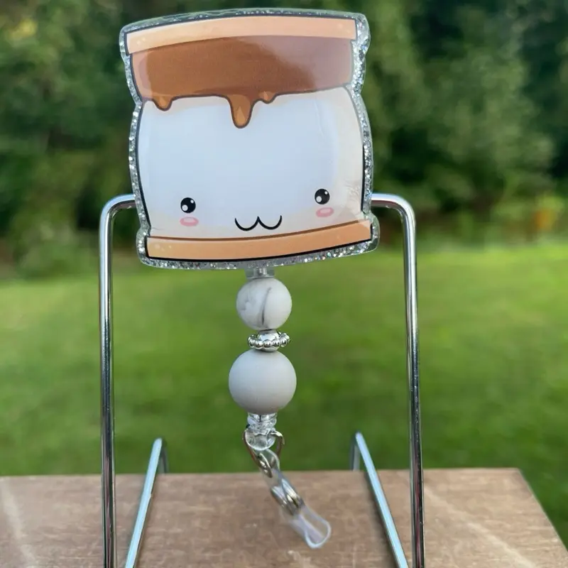 Designs By Cristin Smores Badge Reel - Cute S'mores Character with Beads by Designs By Cristin