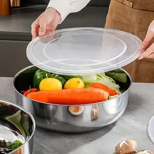 Stainless Steel Mixing Bowl with Lid, Large Deep Mouth & Wide Mouth, Ideal for Kneading Noodles, Making Pasta, Cleaning Vegetables, Modern Kitchen Essential, Stainless Steel Bowls, Kitchenware