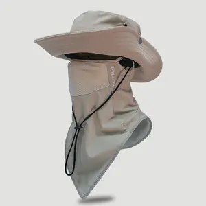 1pc / 2pcs Outdoor Sun Protection Set (Sun bucket hat + Face Cover + Ice Silk Arm Sleeves), breathable and moisture-wicking fabric, lightweight and comfortable, all-round sun protection gear for hiking, fishing, mountaineering and outdoor work