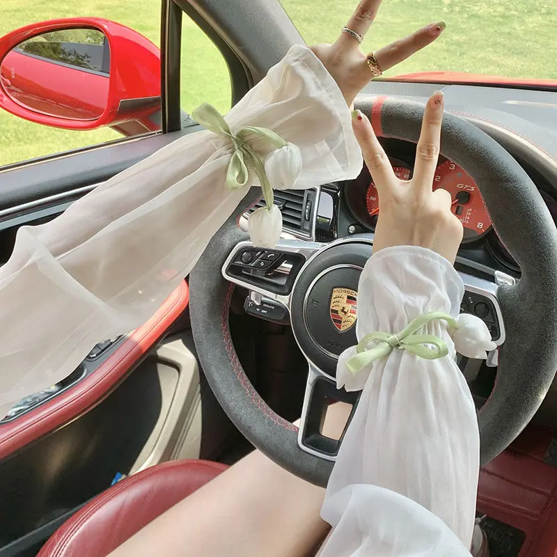 Car riding sunscreen sleeves loose breathable bow tulip horn sleeves