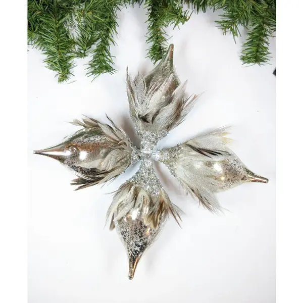 Feather Teardrop Christmas Ornaments
