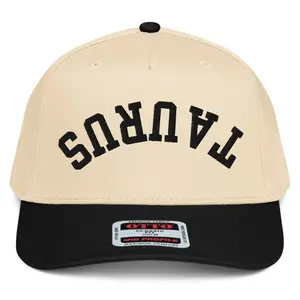 RIVEMUG NX1 Upside Down Taurus Embroidered 2 Tone Hat Mid Crown Curved Bill Snapback Cap for Men and Women