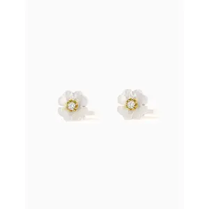 925 Small Mother of Pearl Flower CZ Studs