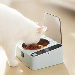 Automatic Cat Feeder with Infrared Sensor Lid, USB Rechargeable, Dustproof Flip-Top Design, Elevated Stainless Steel Bowl, Keeps Food Fresh and Prevents Spills