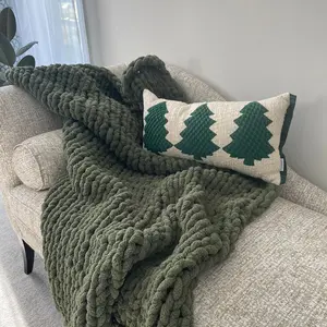 Olive green Chunky Blanket