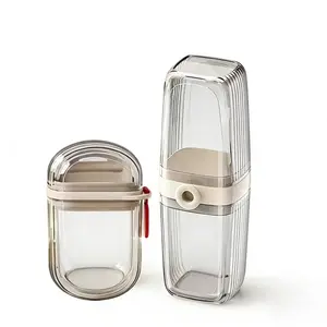 2-Piece Lightweight Travel Toothbrush Holder Set, Leak-Proof Sealed Soap Dispenser, Portable Bathroom Accessory for Home & Office Use, Toothbrush Protector, Toothbrush Storage
