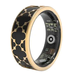 Titanium Fitness tracking Ring, Clover Style for Women & Men! 5ATM Waterproof, Sleep/Health Tracker/Period Tracker, No Subscription, for iPhone & Android, Green