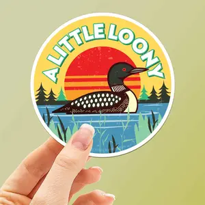 A Little Loony Birdwatching Sticker - Midwest Lake Bird Decal
