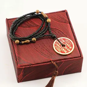 New Chinese Style Cinnabar Mountain Ghost Coin Pendant - Ancient Style Lucky Copper Necklace for Blessing & Fortune Enhancement