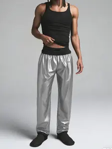 Men's Sauna Sweat Suit Pants Joggers Trousers Heat Trapping Sweatsuit for Boxing Workout Exercise-SILVER AND BLACK(S-XXXL) Sauna Wear Sports Bottoms