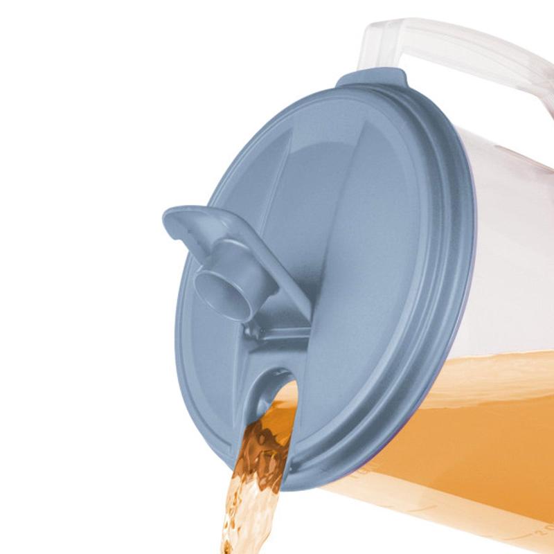 Sterilite 6 Pack 1 Gal Round Pitcher, Flip Lid Drink Dispenser Jug, Washed Blue