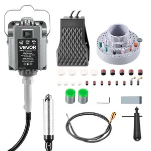 VEVOR Flex Shaft Grinder, 125W 18000RPM Electric Flex Shaft Rotary Tool, Foot-Pedal Control Hanging Carver Grinder with 112PCS Accessory Kit for Sanding Buffing Polishing Cutting
