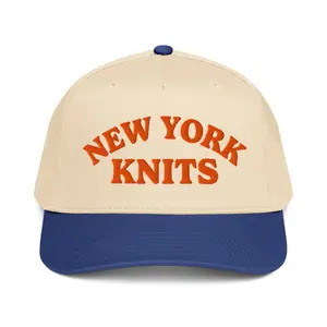 New York Knits - Royal/Natural 5 Panel Hat – Orange Embroidery