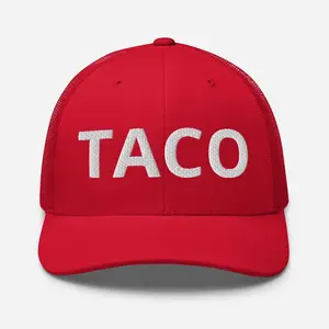 TACO Meme Embroidered Hat, Anti Tr4mp Statement Dad Cap, MAGA Parody Baseball Hat, Bold Red Political Satire Hat for 2025