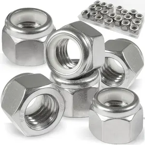 Boxed 60pcs Stainless Steel Nylon Insert Locking Hex Nuts, Standard Inch Thread Nylon Locking Nuts, Durable Fasteners for Various Applications