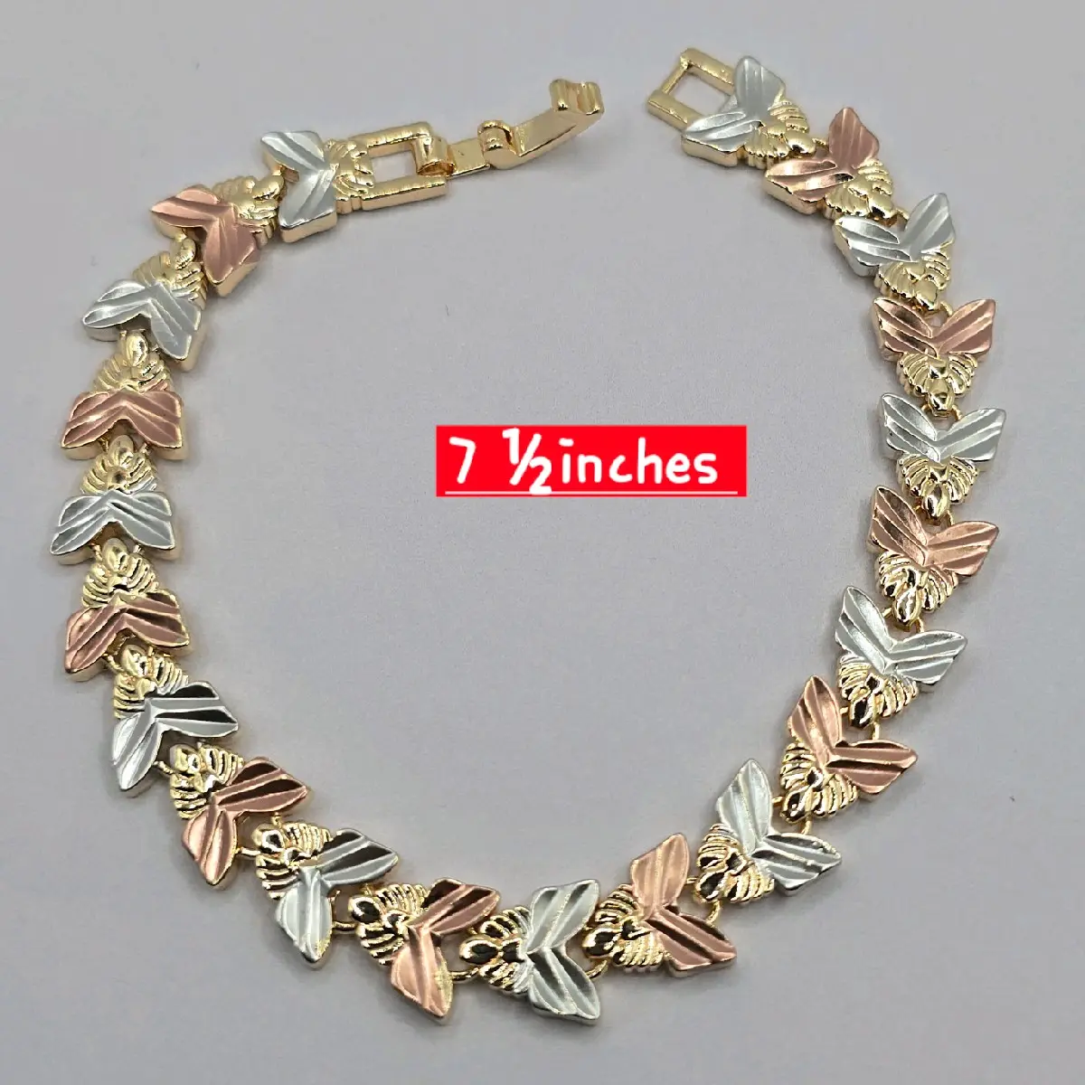 Bracelet fancy style gold-plated three tones style perfect for a gift pulsera oro laminado