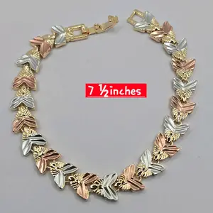 Bracelet fancy style gold-plated three tones style perfect for a gift pulsera oro laminado