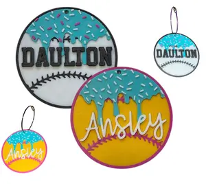 CUSTOM 3D PRINTED DRIP BASEBALL/SOFTBALL BALL BAG TAG WITH 4INCH WIRE ATTACHMENT PERSONALIZED NAME OPTIONS