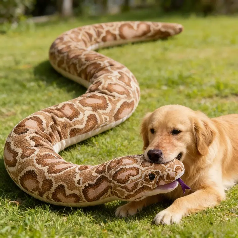 66.93inch Large Realistic Red Tail Python Plush Toy Suitable for Dogs - Soft Elastic Suitable for Pranks, Tongue Sticking Out Design, Snake Pillow Back, Interactive Companion for Puppy Training, Dog Boredom Relief Gift, Prank Gift for