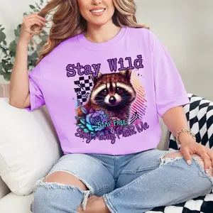 Stay Wild Stay Free Stay away from me raccoon  T-shirt Comfort Colors Summer Everyday Style Shirtsleeve love casual comfortable super soft relaxed fit unisex Sizing womenswear Streetwear  vintage Crewneck Printed Loose Graphic