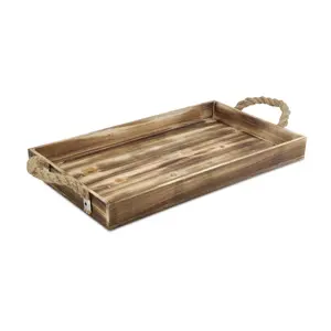 Piper Rectangular Wood & Rope Tray
