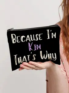 “Because I’m Kim That’s Why” Personalized Makeup Bag – Cute Cosmetic Pouch for Women & Girls, Perfect Gift for Friends, Family, Colleagues, BFFs, Sisters – Birthday, Christmas, Mother’s Day, Valentine’s Day, Thanksgiving, Travel Organizer for Lipsticks