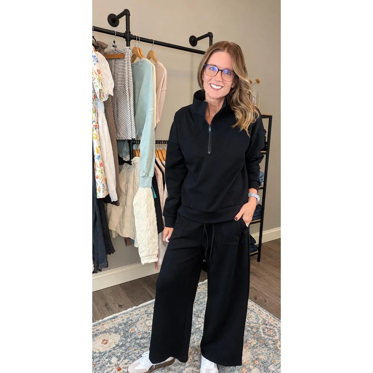 SCUBA HALF ZIP PULLOVER & WIDE LEG PANTS SET