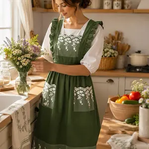 Apron, Water-Resistant Kitchen Apron for Home Cooks with 2 Pockets Everyday
