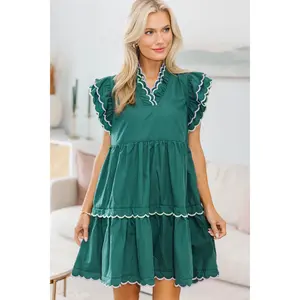 NURSING COLLECTION: The Gentle Days Green Scalloped Dress