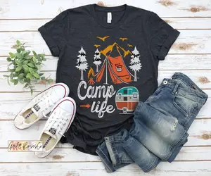 Camping T-Shirt, Bonfire Shirt, Funny Camper Shirt, Outdoor Shirt, Camping Shirts, Wilderness Graphic Tee, Cool Outdoors Print, Cute Camp