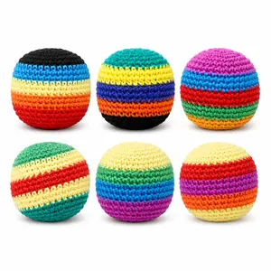 Crochet Footbag Set - Must-Have Outdoor Party Activity for Backyard BBQ, Viral Hacky Sack Juggling Balls, Kids Social Icebreaker Group Toy (Random Colors)