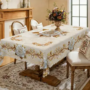 【SummerVibes】【Moving Season】REZUTAN Floral Printed Tablecloth Wrinkle Resistant Machine Washable Durable Multi-scene Rectangle  Round Table Cover for Dining Room Kitchen Outdoor Party Holiday Home Decor Table Cloth Flower
