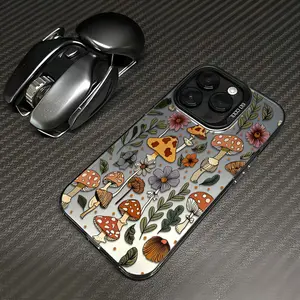 Mushrooms With Blooming Wildflowers Phone Case Durable Hard Acrylic Back Case With An Anti-Yellowing Coating, Made From High-Quality Designed For Reliable Drop Protection For Your Phone For iPhone 17.16.15.14.13.12.11.X.XS.XSMAX.XR.8.7