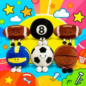 Cartoon Soft Stuffed Football Plush Toy, Basketball & Volleyball Plush Doll, Ball Pillow, Home Decoration, Birthday & Christmas Gift for Kids