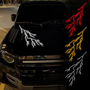 1PC 80cm Reflective Cool Lightning Crackle Car Stickers, Waterproof and Sun-resistant Self-adhesive Vinyl Decals, Car Decorative Sticker, Suitable for Hoods, Bodies, Doors, Suitable for Cars, Trucks, and SUVs, Ideal for Vehicle Exterior Modification