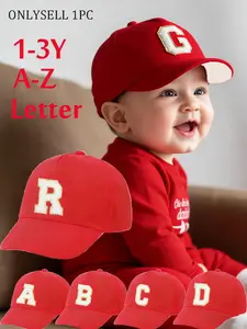 1PC Adjustable Fit Baby Baseball Cap, Soft Dome Cap Unisex Design Letter Embellishments Hat for Boys & Girls, Casual Sun Protection Trucker Hat for Daily Wear 1-3 Years