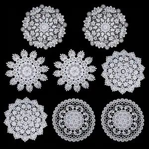 8 Pcs Crochet Doilies 6 Inch Round Lace Placemat, Vintage Lace Coasters, Table Doilies Decors for Kitchen Dining Room Wedding Vase