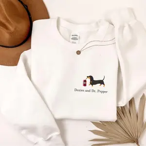 Doxies and Dr Pepper Sweatshirt, Dachshund Lover Pullover, Wiener Dog Crewneck Top, Cute Dr Pepper Shirt, Gift for Dog & Soda Lovers,Sweatshirt   Hoodie  Suitable for all festivals