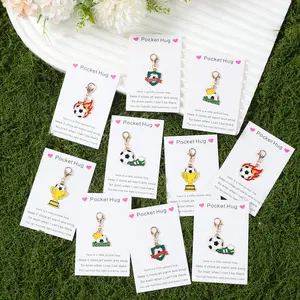 10 sets Soccer Theme Keychain Set - 10 Soccer-Themed Keychains + 10 Thank You Cards. The Perfect Gift for Sports Enthusiasts and Soccer Fans. Ideal for Sports Parties and Holiday Gifts