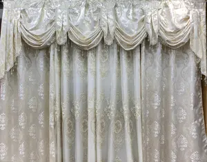 Mina 7 Piece Luxury Beige Curtain Set with Monalisa Panels & Backing