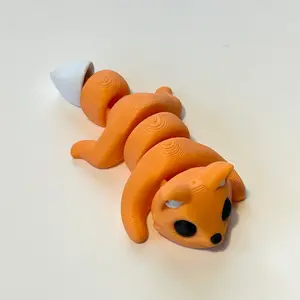 Flexi baby Fox - 3D Printed Articulating Figure Decor Gift