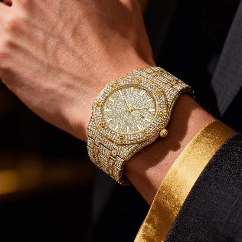 Luxury Rhinestone Embellished Jumpstart sale Classic round dial -Dial Quartz Watch with Gift BoxIncluded Fashion Timeless Classic Watch Holiday Haul  Flash Sale diamond men  Shine at work, lead with brilliance.