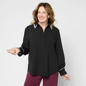 G by Giuliana Black Label Knit Crepe Shirt Jacket