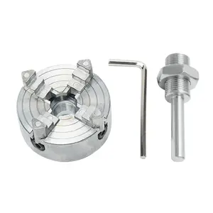 Z011 Mini Lathe Chuck Set - 3 & 4 Jaw, Self-Centering Woodworking Tool with Durable Connecting Rod and Accessories, Power Tool, Short Sticks, Electric Drill