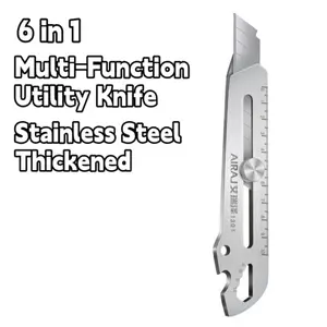 6-in-1 Multi-Function Utility Knife｜All-Steel Waterproof Body with Laser Etching & Adjustable Blade. Built-in Opener, Screwdriver, Wrench & Pry Bar